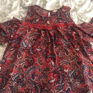 Paisley print cold shoulder top